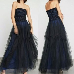 BCBG Navy Velvet/Tulle Formal Gown
